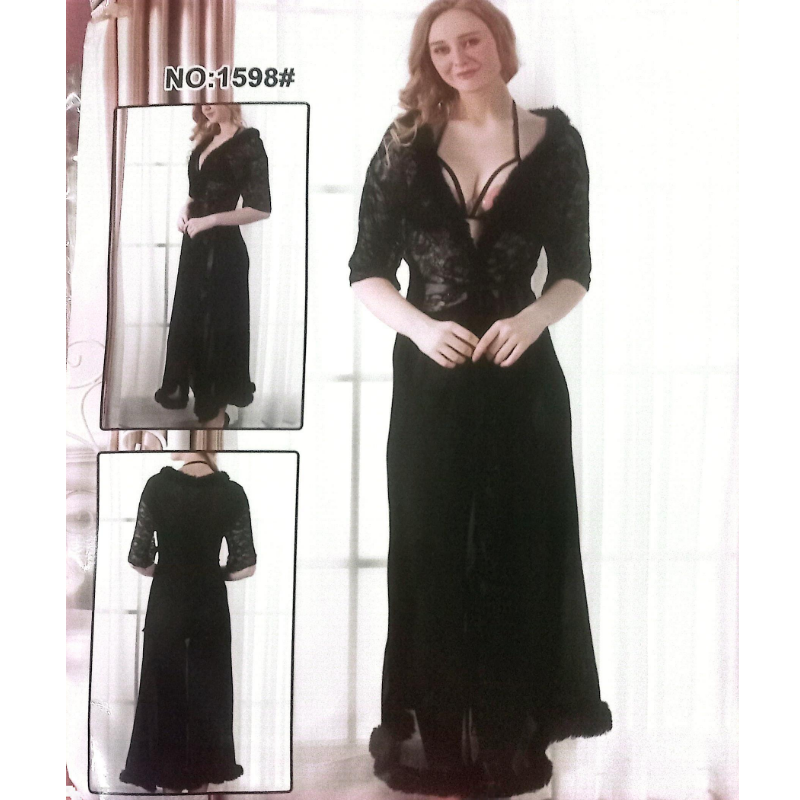 Black net 3-piece honeymoon nighty, last piece in stock - MissClassy