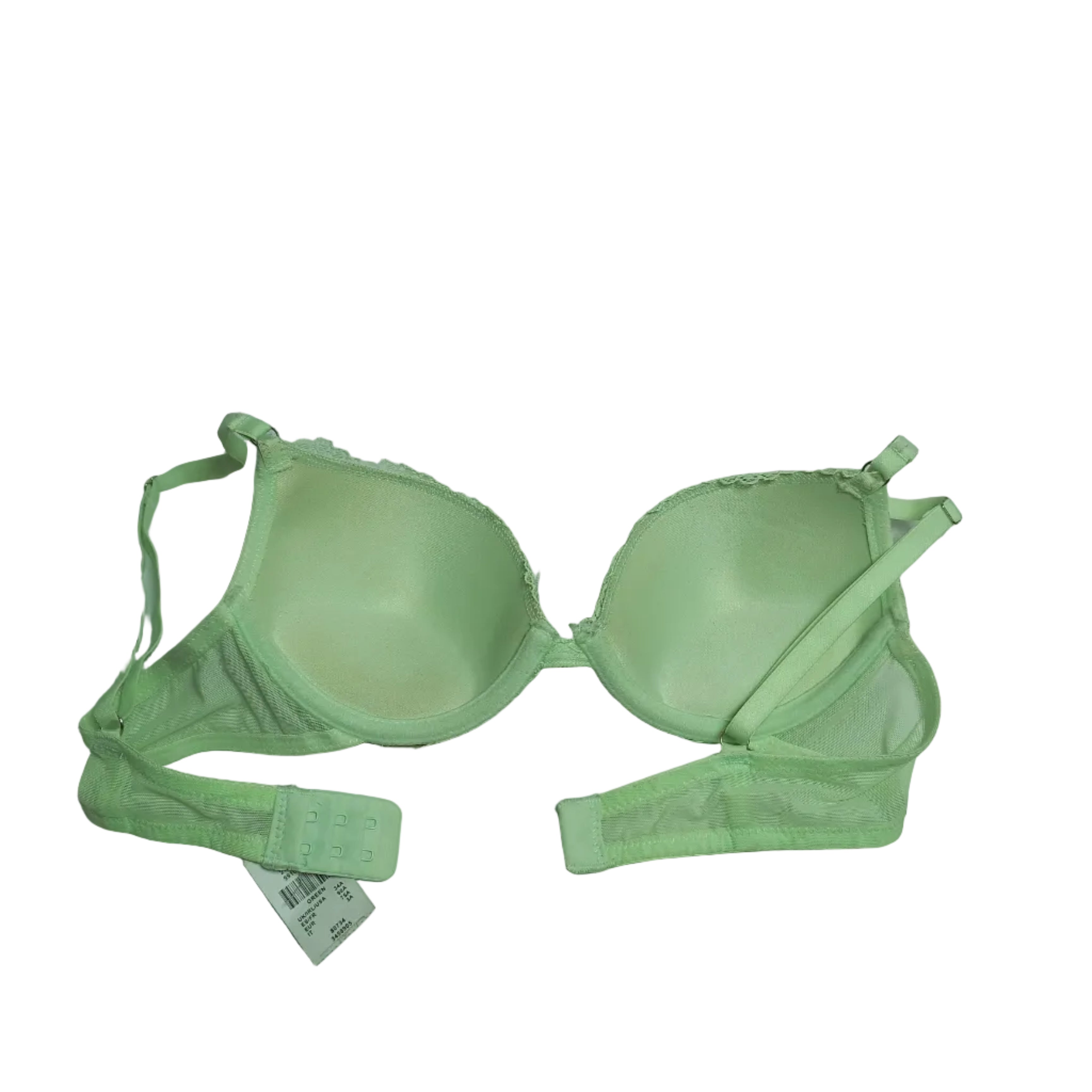 Double padded cup detail on green floral push-up bra - MissClassy
