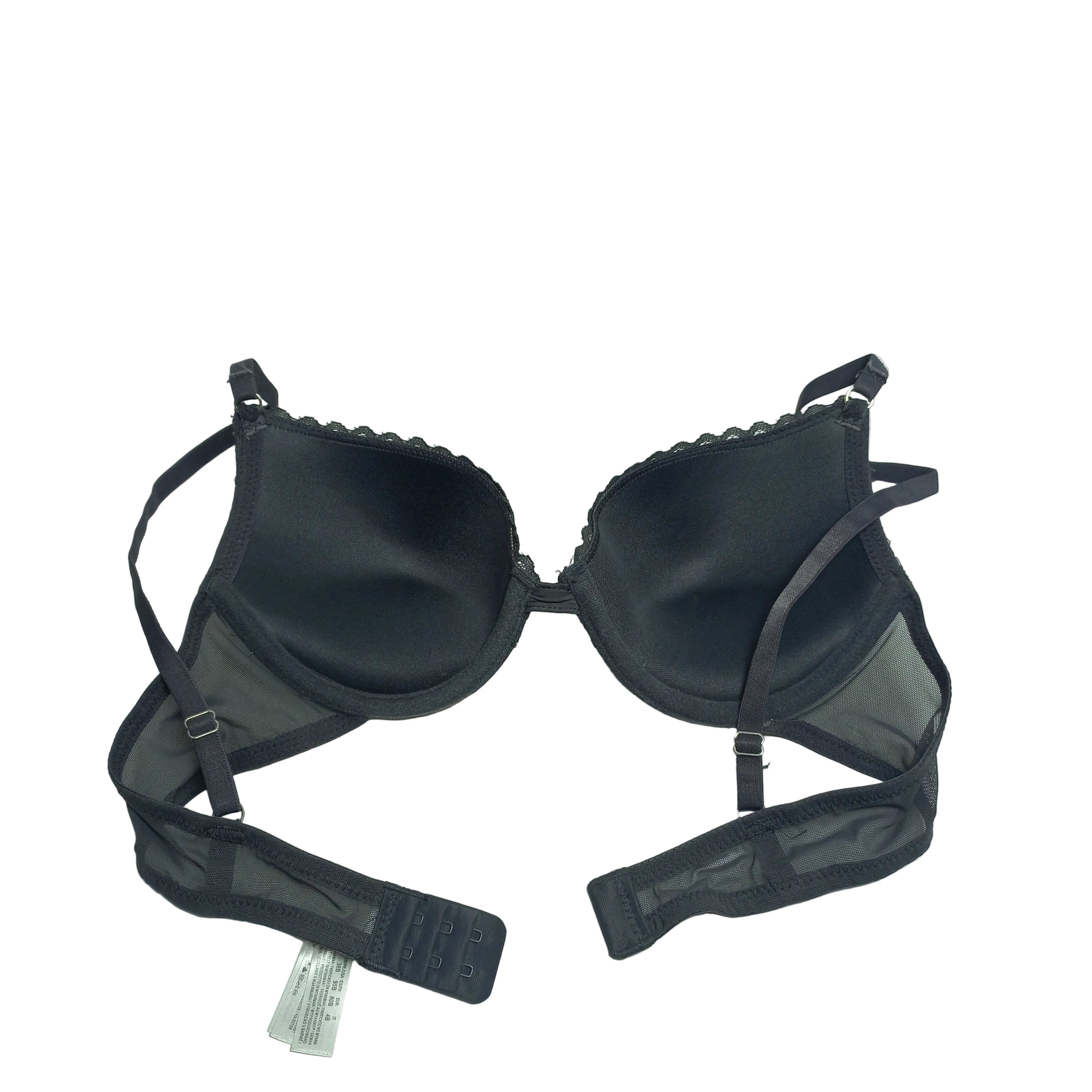 Double padded cup detail on grey floral push-up bra - MissClassy