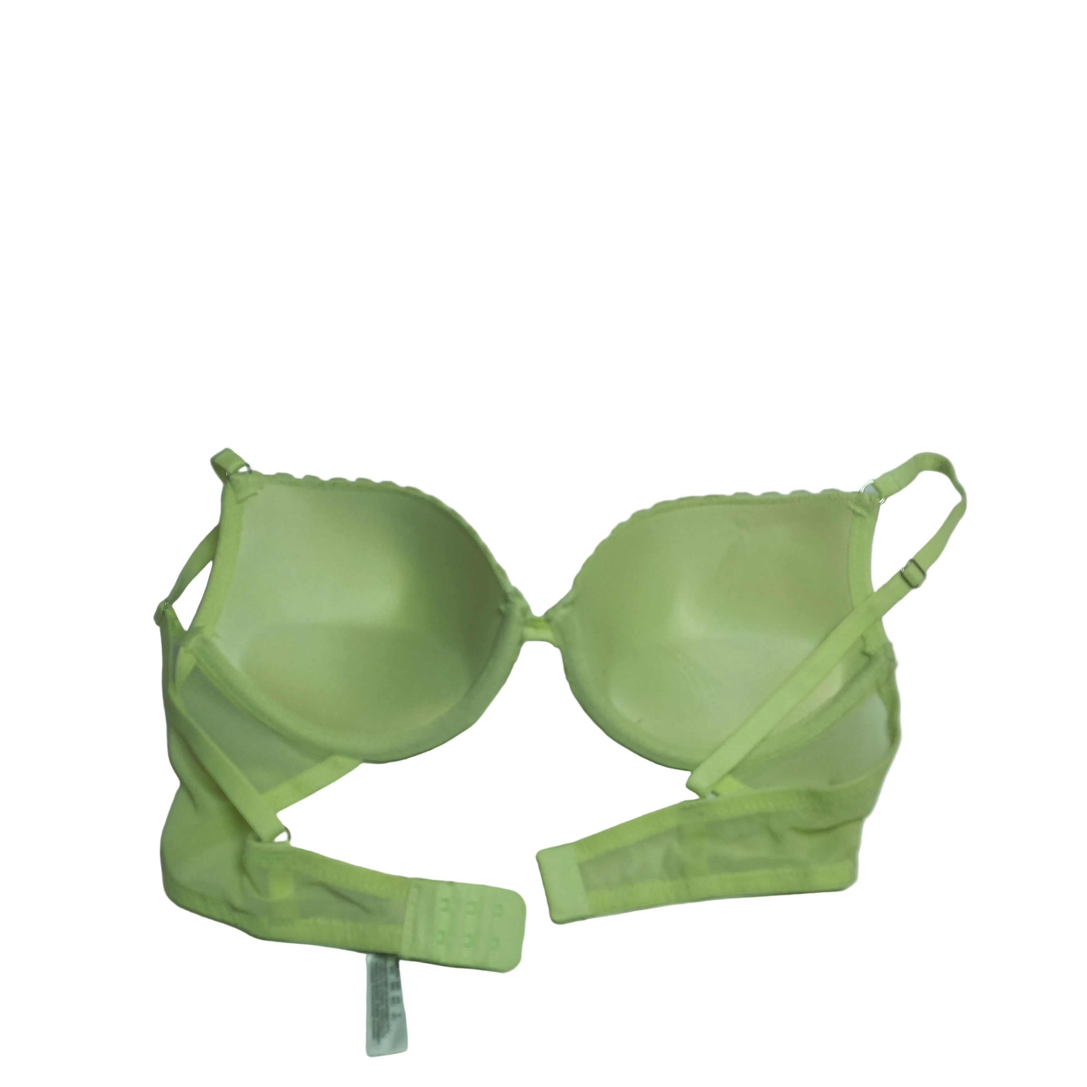 Double padded underwire cup detail on green floral bra - MissClassy