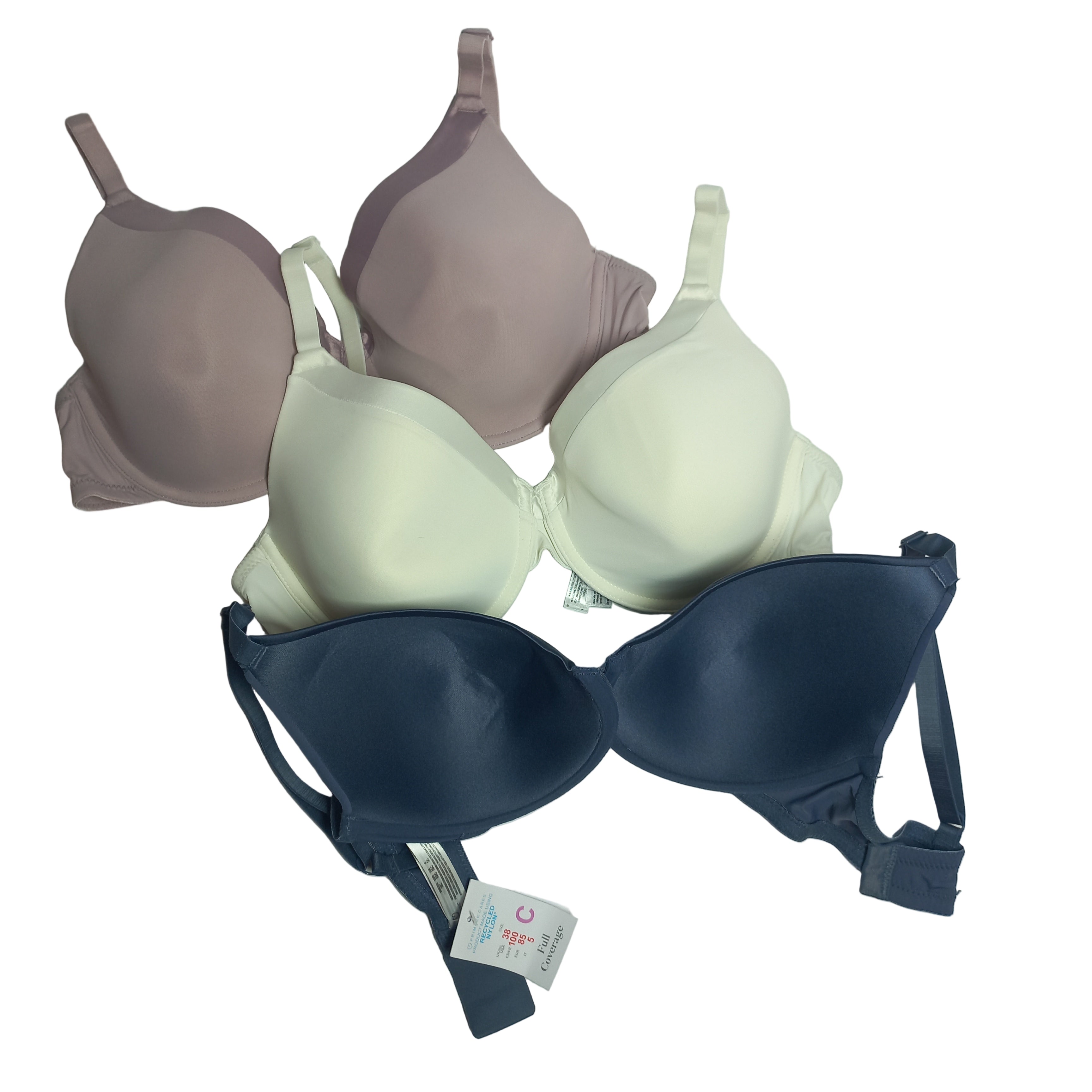 Primark pack of 3 full coverage T-shirt bras in multicolor, black and white - MissClassy