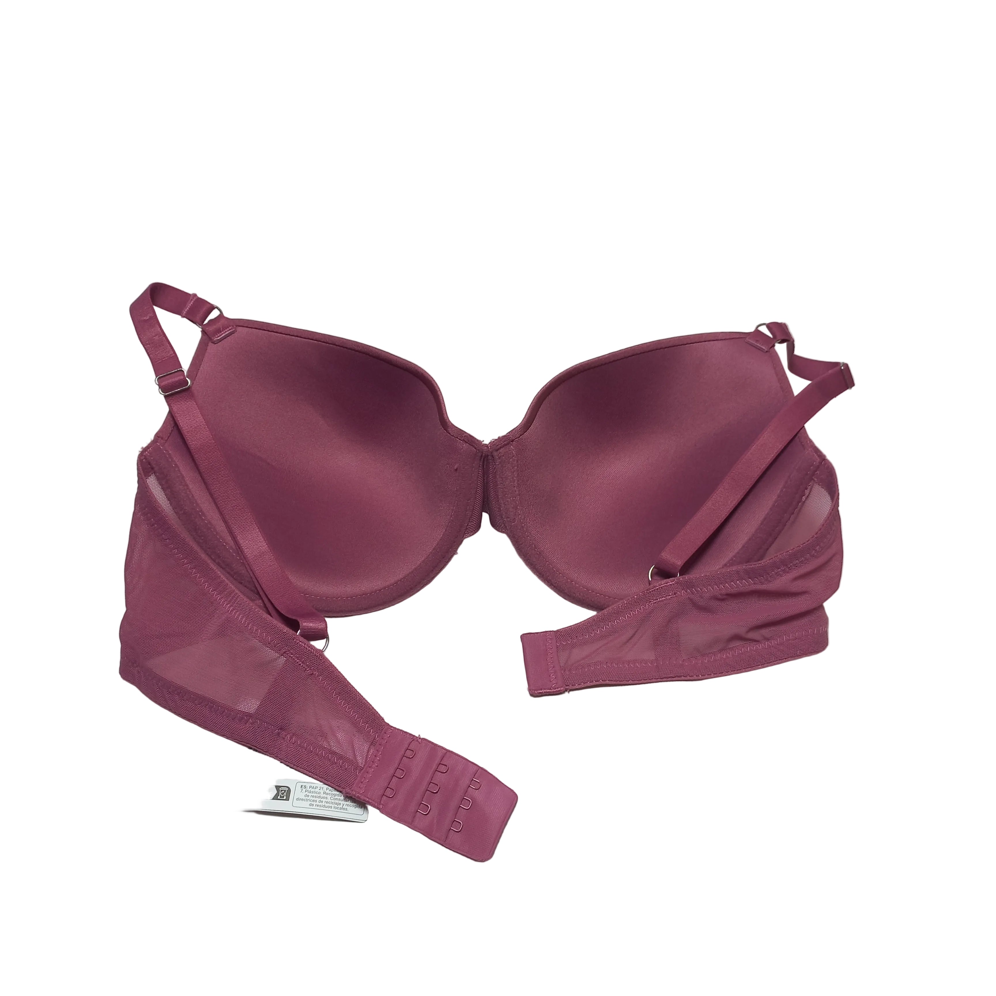 Primark wireless T shirt bra in maroon shade, smooth comfort shown back view