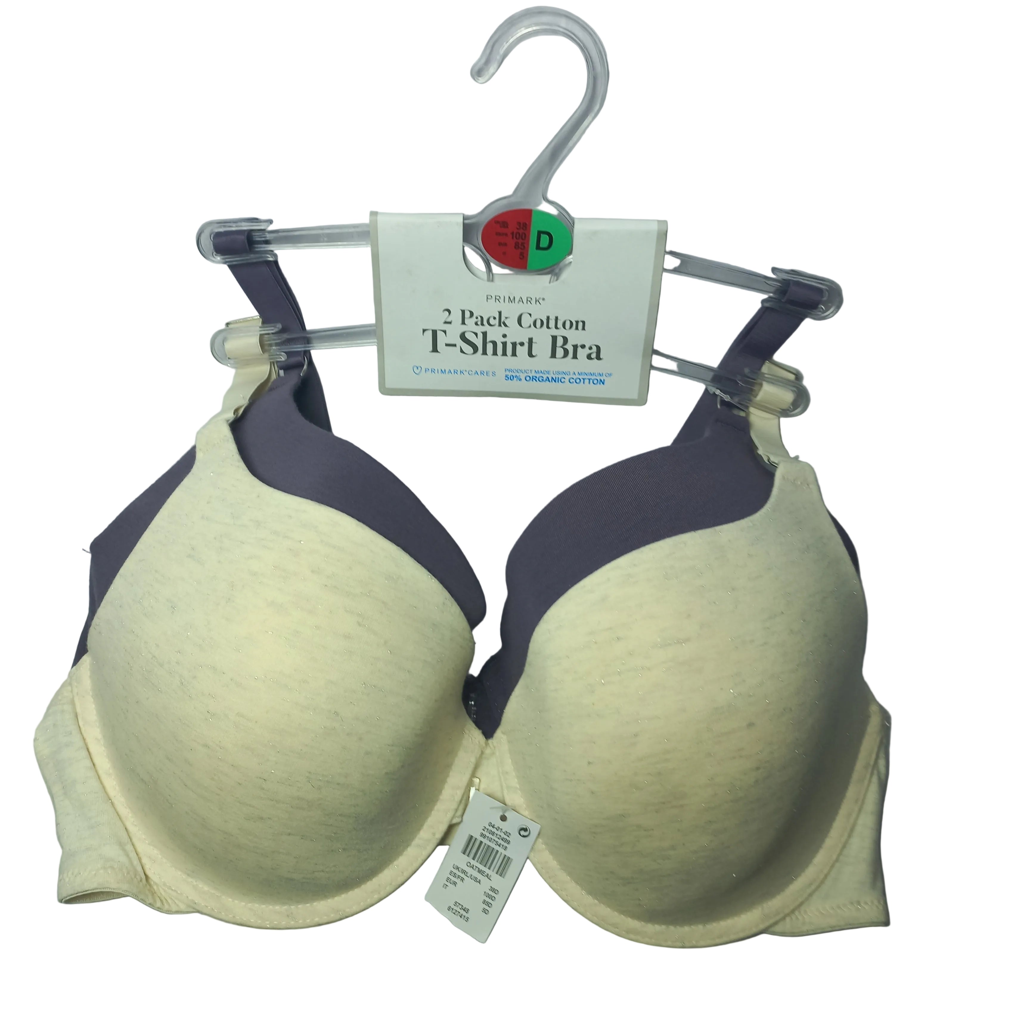 Primark cotton T shirt bra in white, breathable comfort shown front view

Cotton bra detail, soft fabric feature visible

Primark cotton bra in grey worn under casual outfit

Cotton T shirt bra, smooth support shown back view

Primark cotton bra in beige, lightweight everyday comfort
