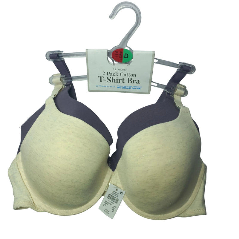 Primark cotton T shirt bra in white, breathable comfort shown front view

Cotton bra detail, soft fabric feature visible

Primark cotton bra in grey worn under casual outfit

Cotton T shirt bra, smooth support shown back view

Primark cotton bra in beige, lightweight everyday comfort