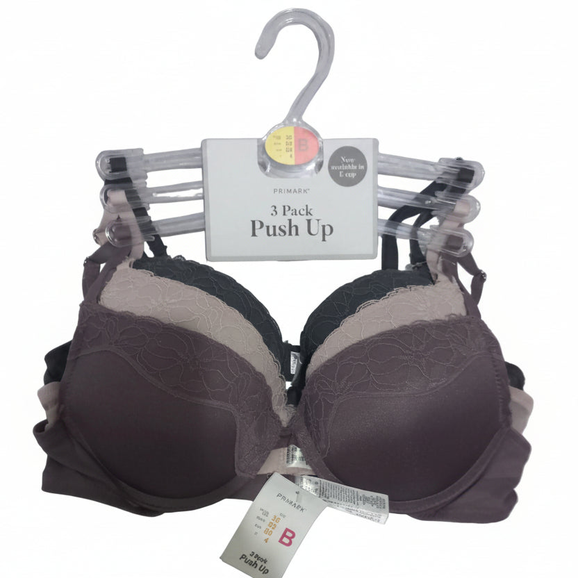 Pack of 3 primark push up bras in online lingerie store
