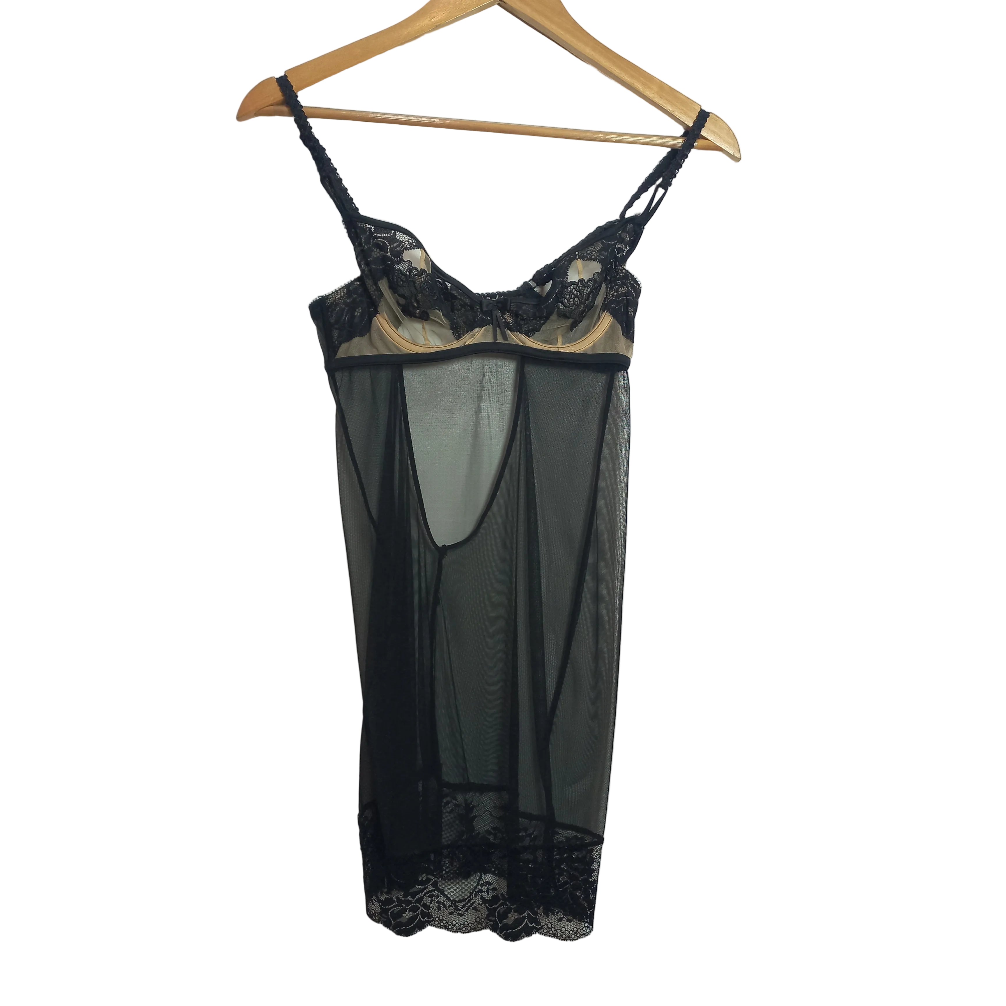 Ann Summer black net cami nighty, size XS, single unit remaining - MissClassy

