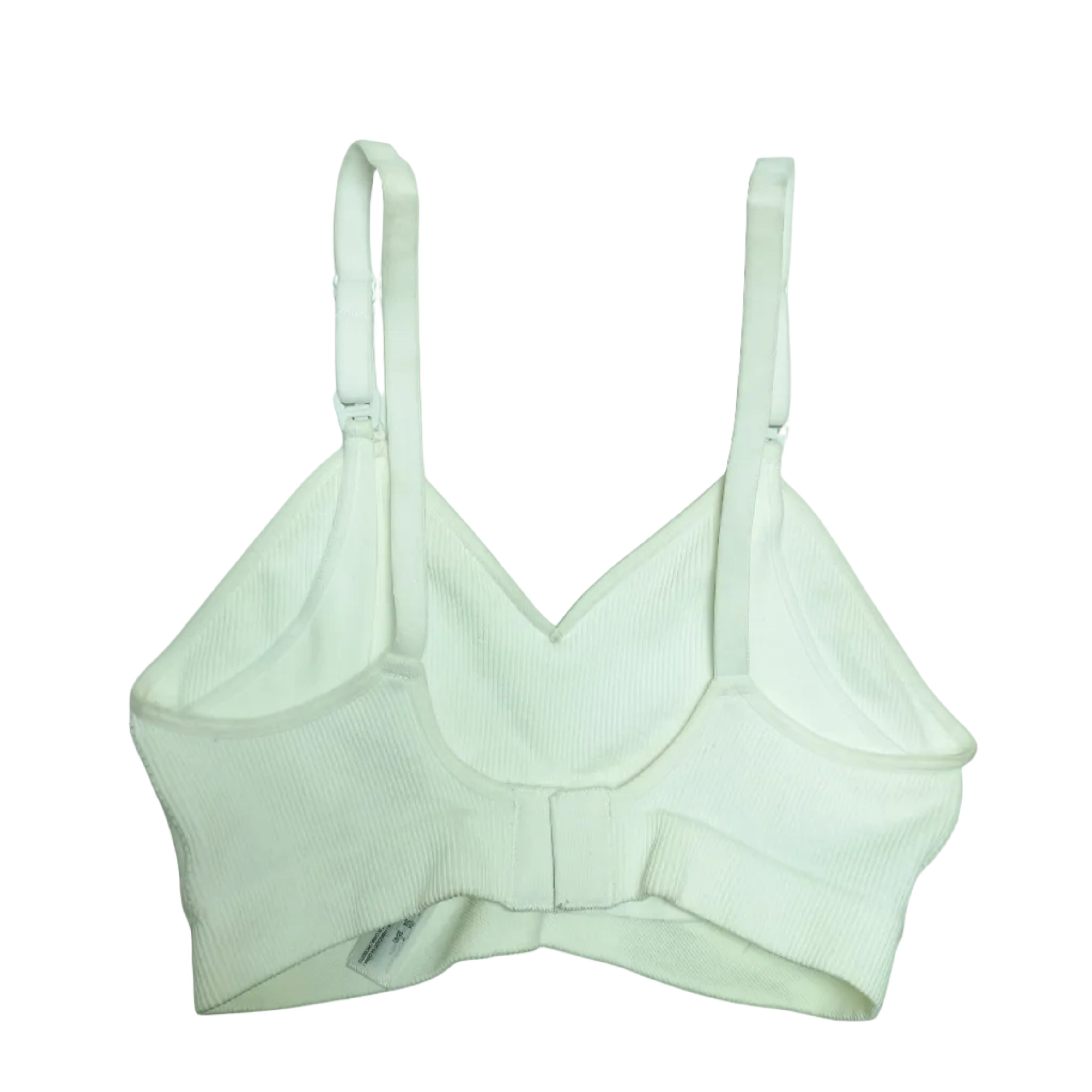 Back closure and adjustable strap detail on white bra - MissClassy
