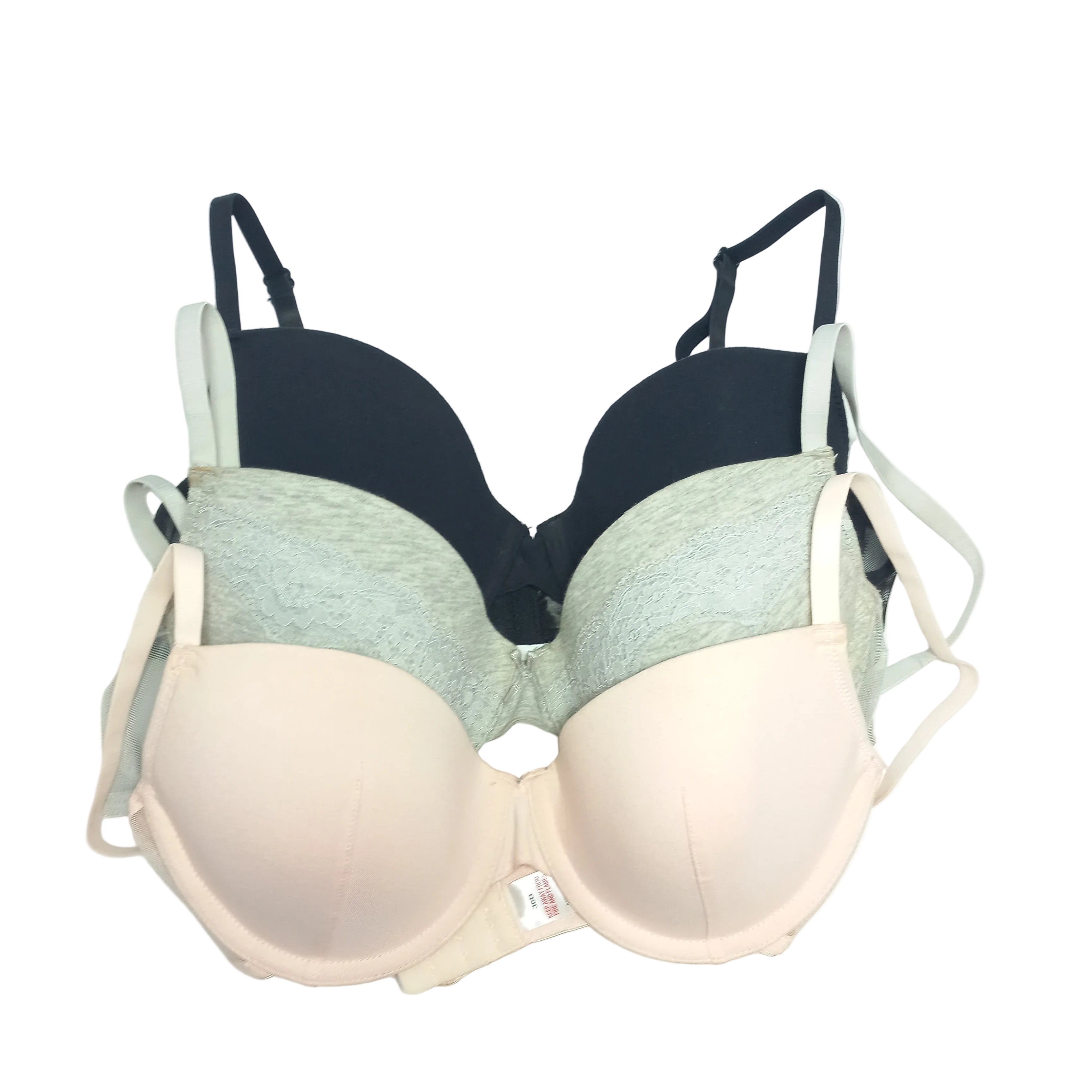  Back view of all three bras showing unified band support