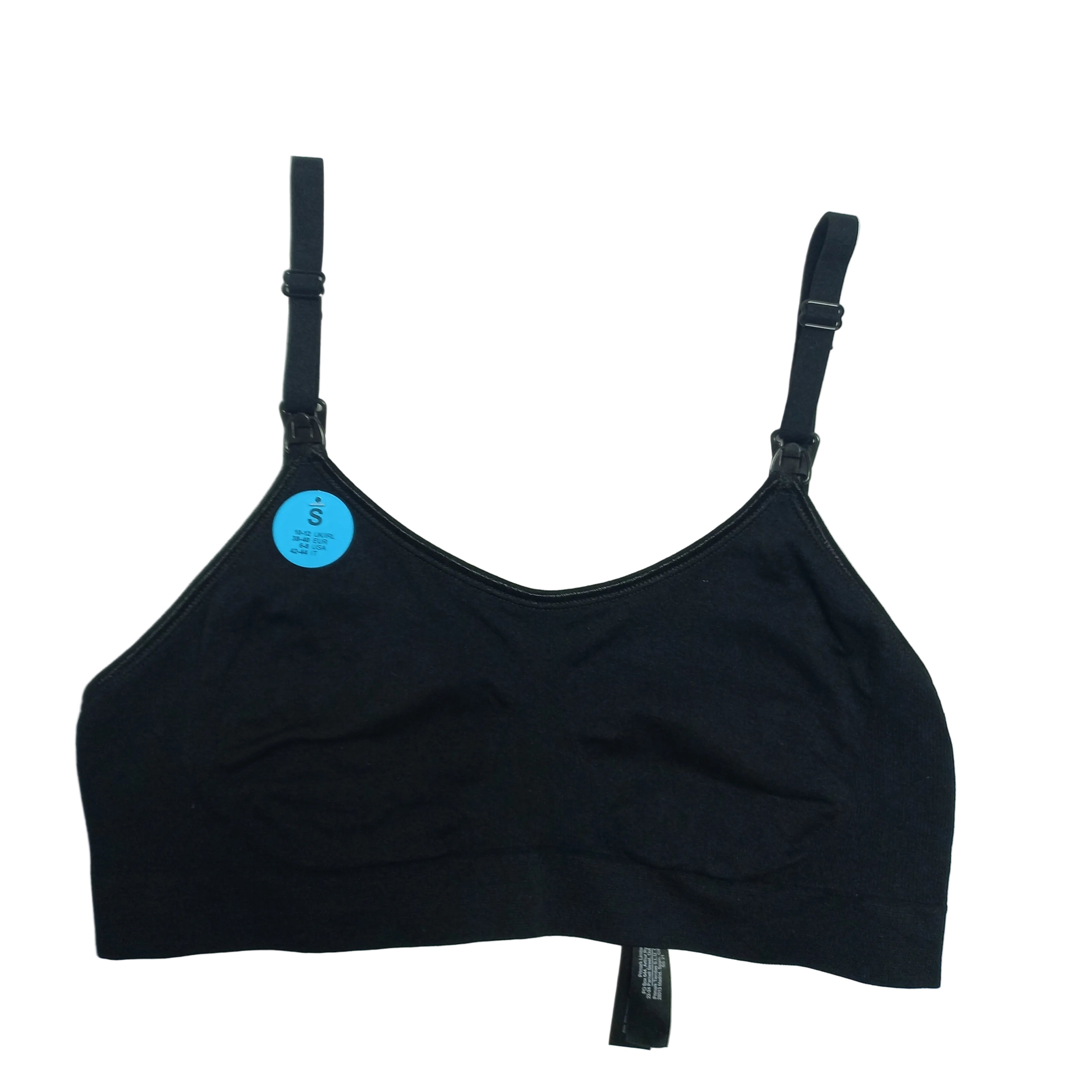 Front-open wrap panel detail on black nursing bra - MissClassy
