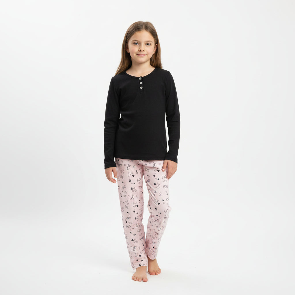 Girls sleepwear detail with soft fabric texture visible
