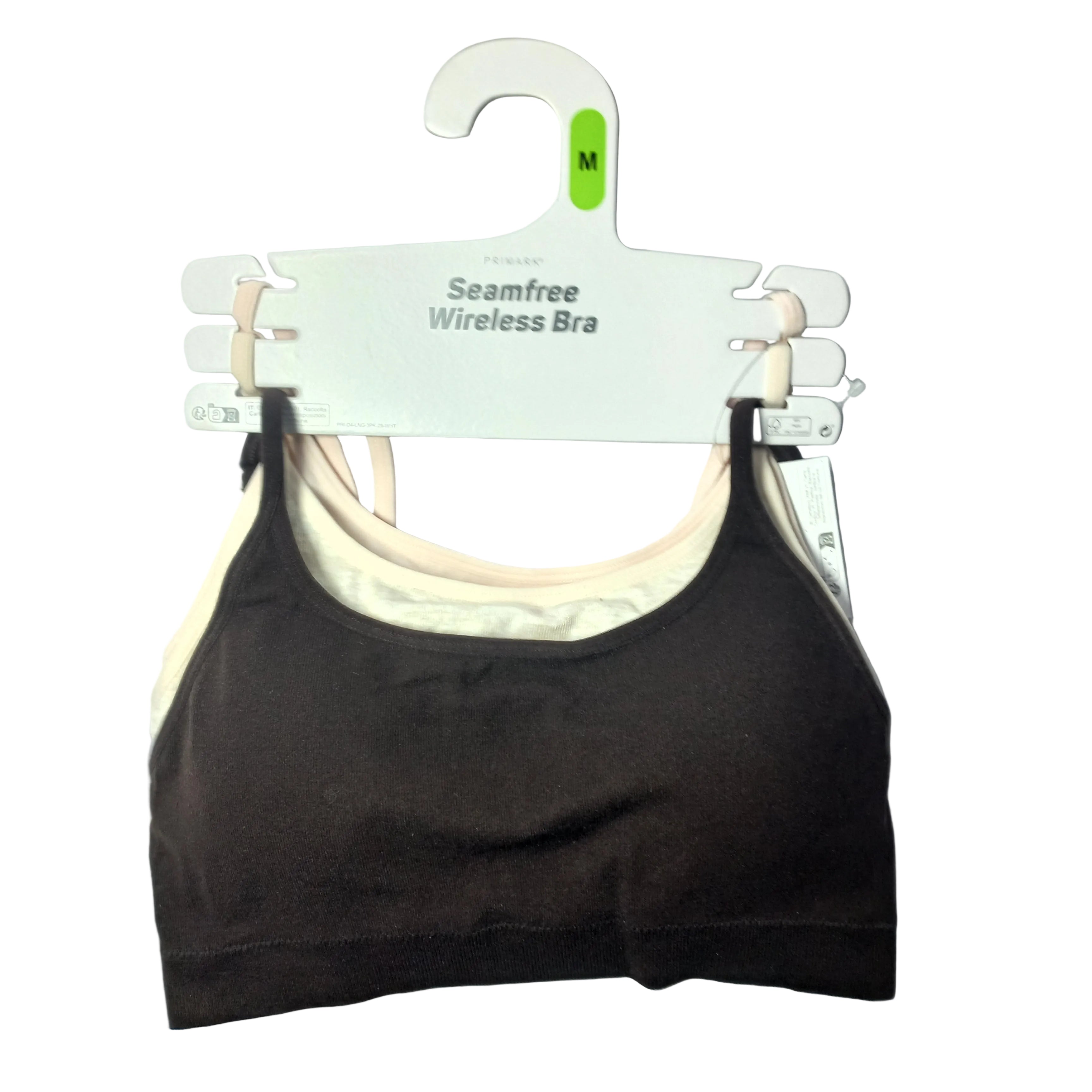 Light pink and off-white print detail on cami bralette pack - MissClassy

