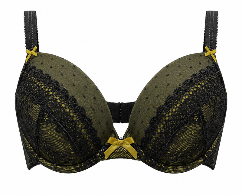 Marks and Spencer lace underwire bra in olive dot and navy blue - MissClassy