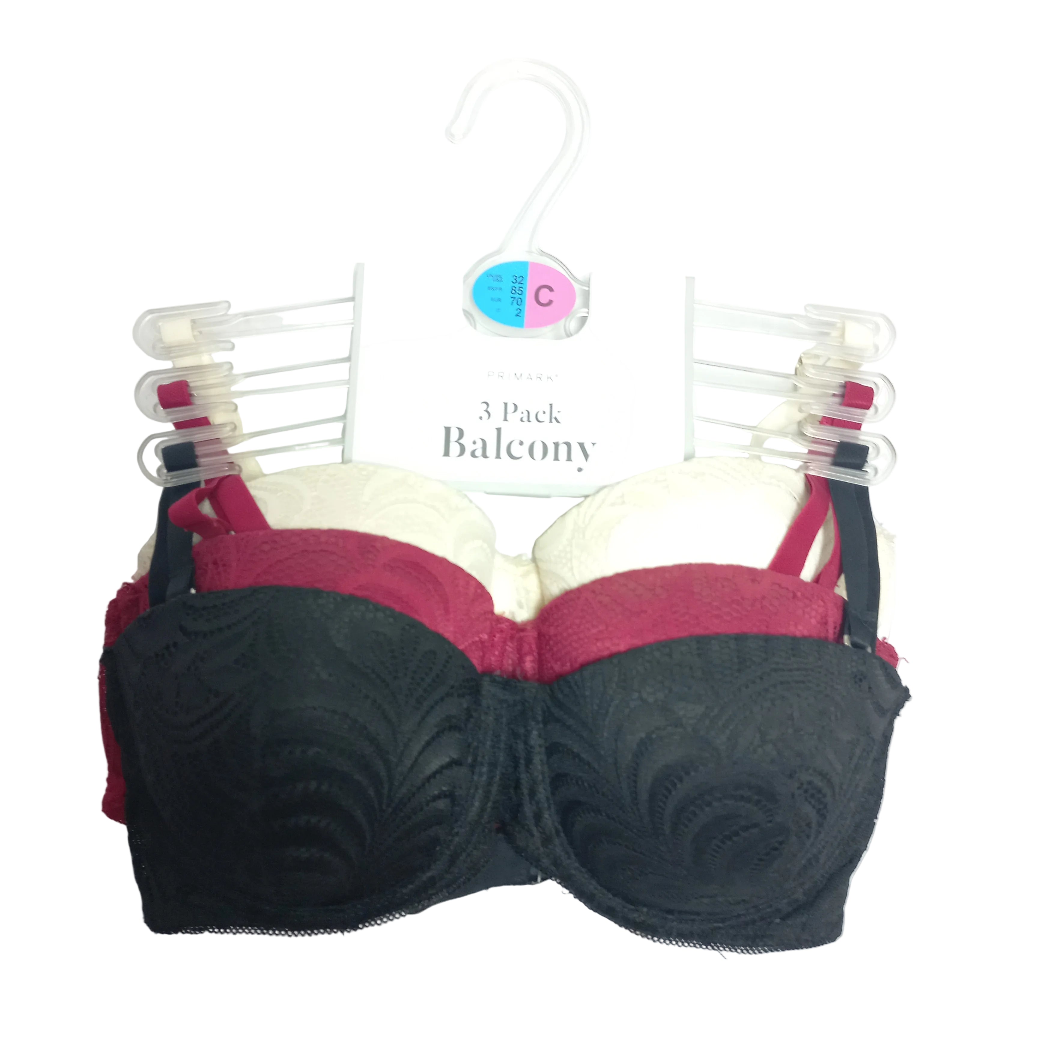 Maroon and black balcony bra detail from three-piece set - MissClassy
