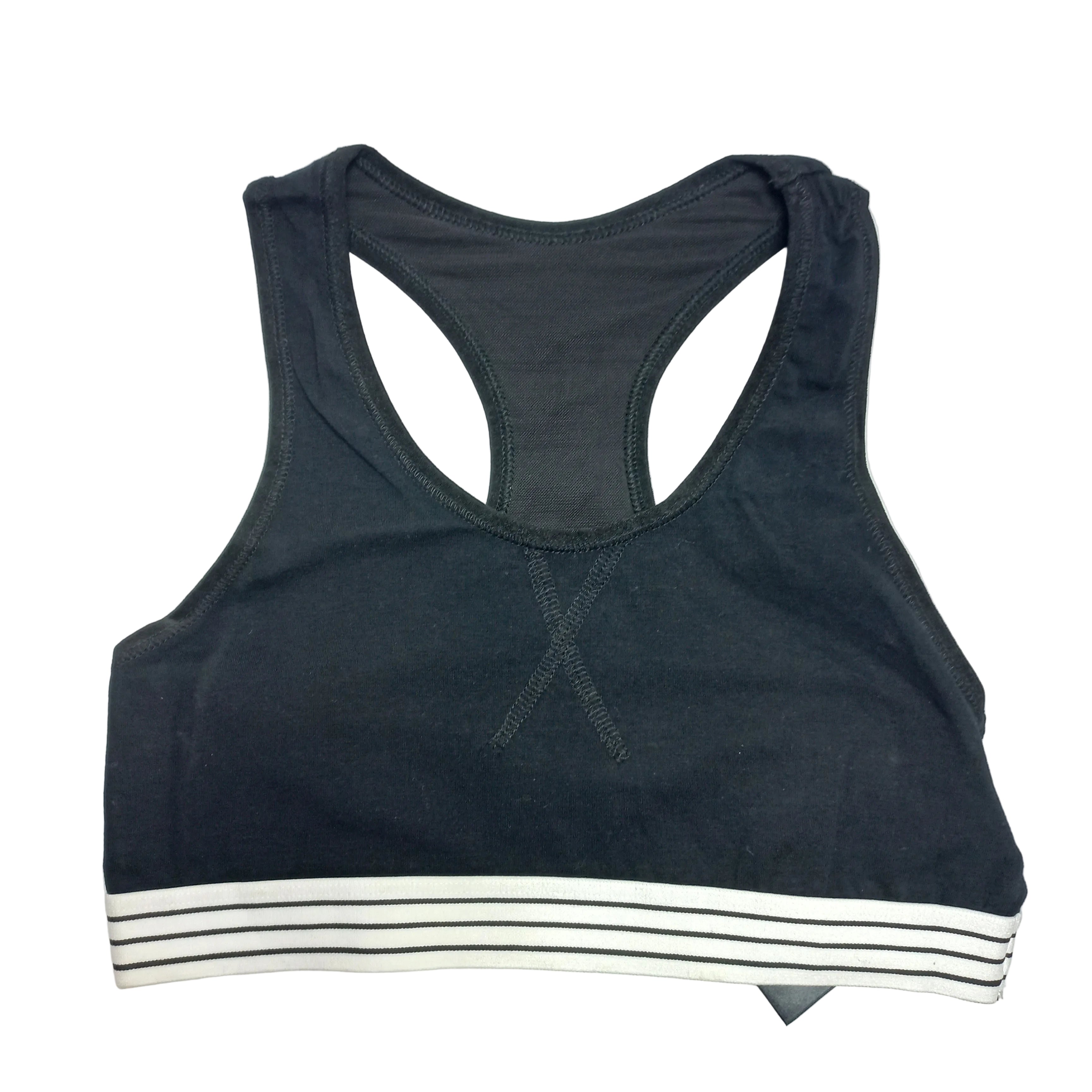 Minimal wire-free construction detail on black sports bra - MissClassy
