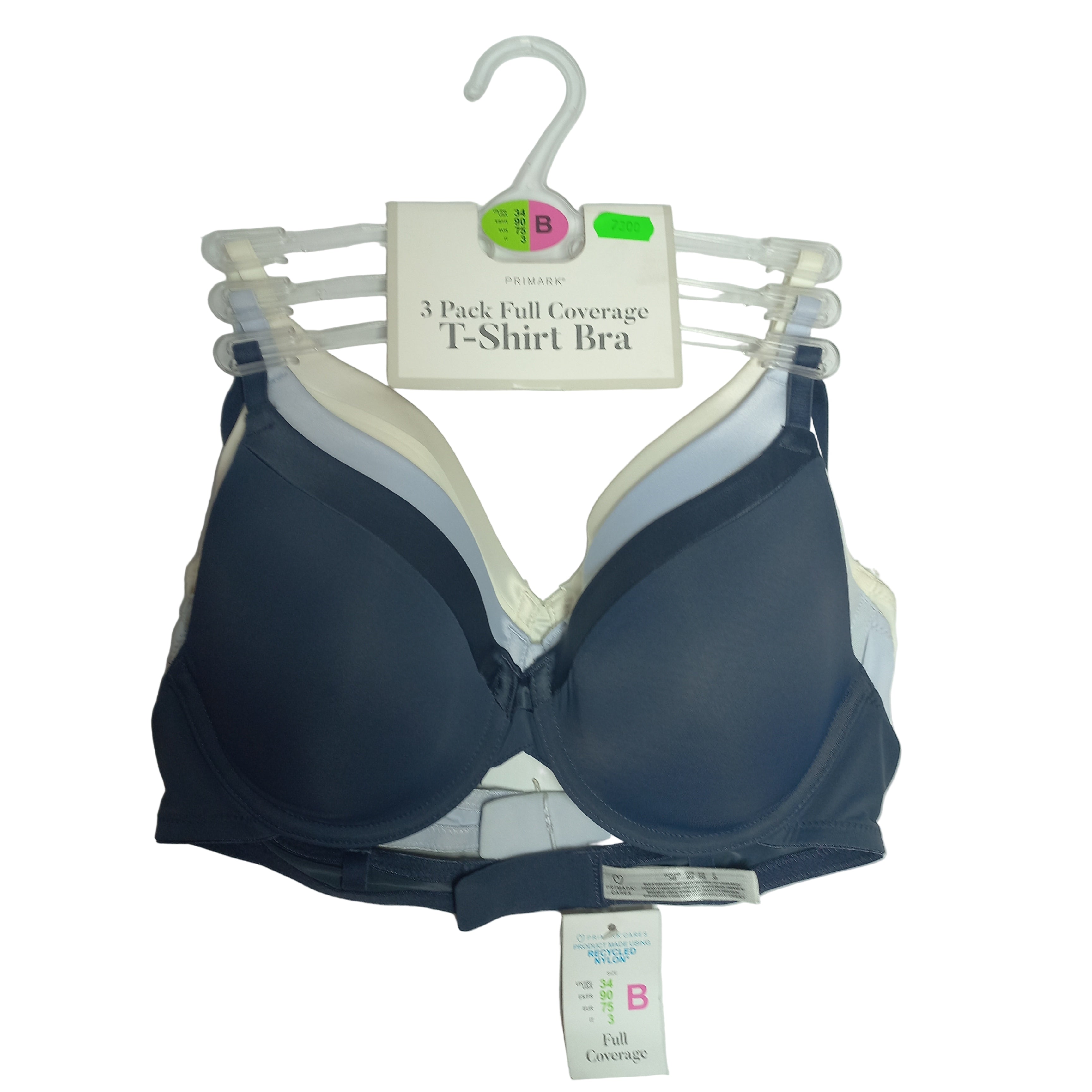 Multicolor and light blue colourway detail on full coverage bra - MissClassy
