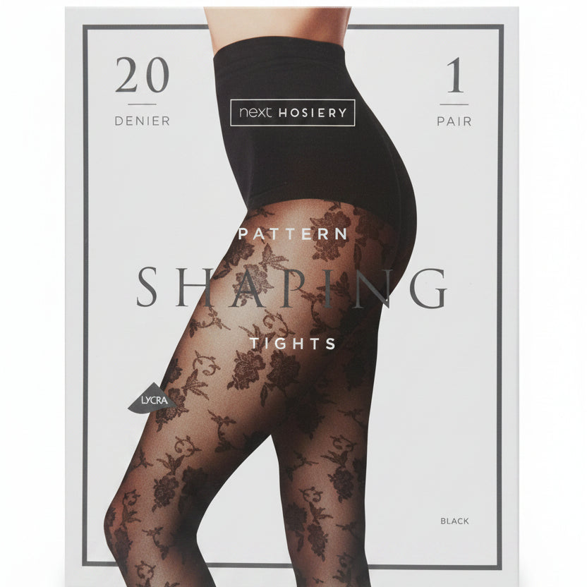 Next Hosiery 20 denier pattern shaping tights in black - MissClassy

