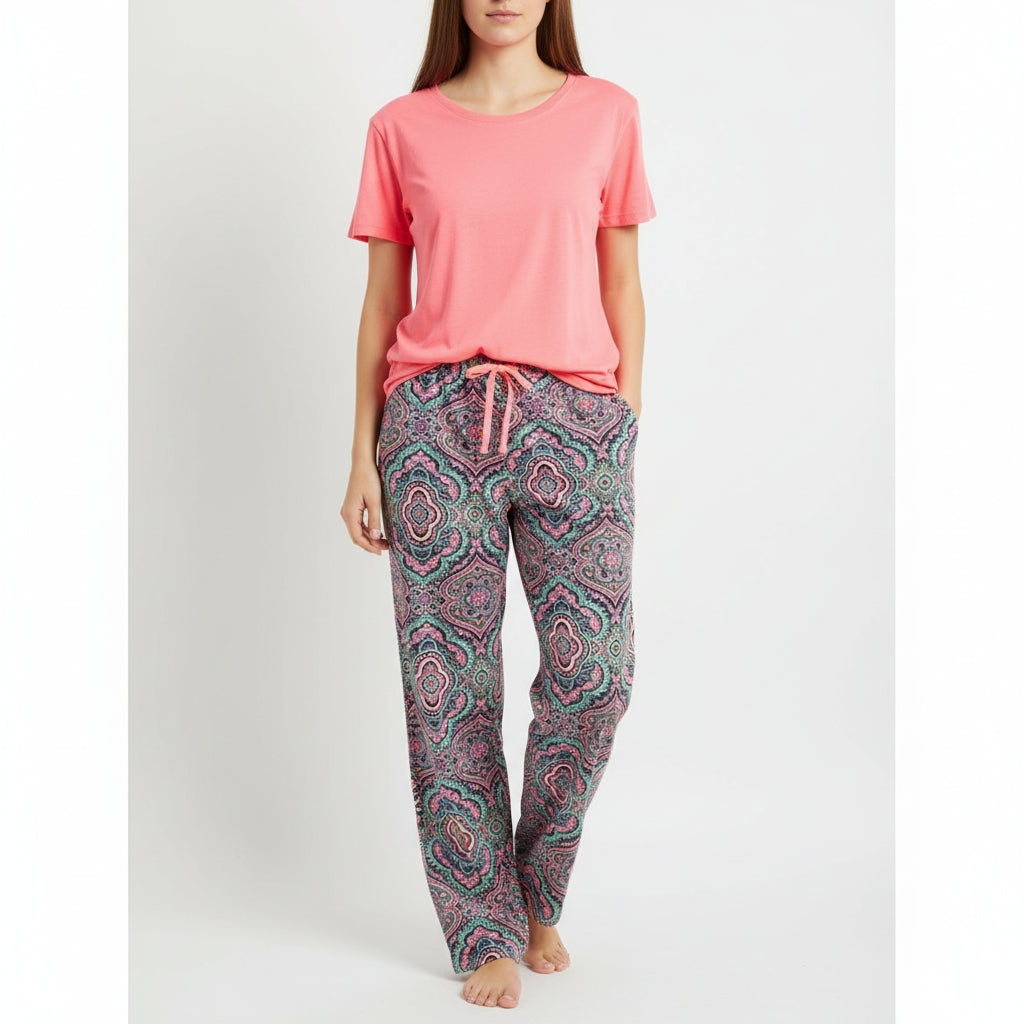 Original Primark floral pajama set with pink T-shirt
