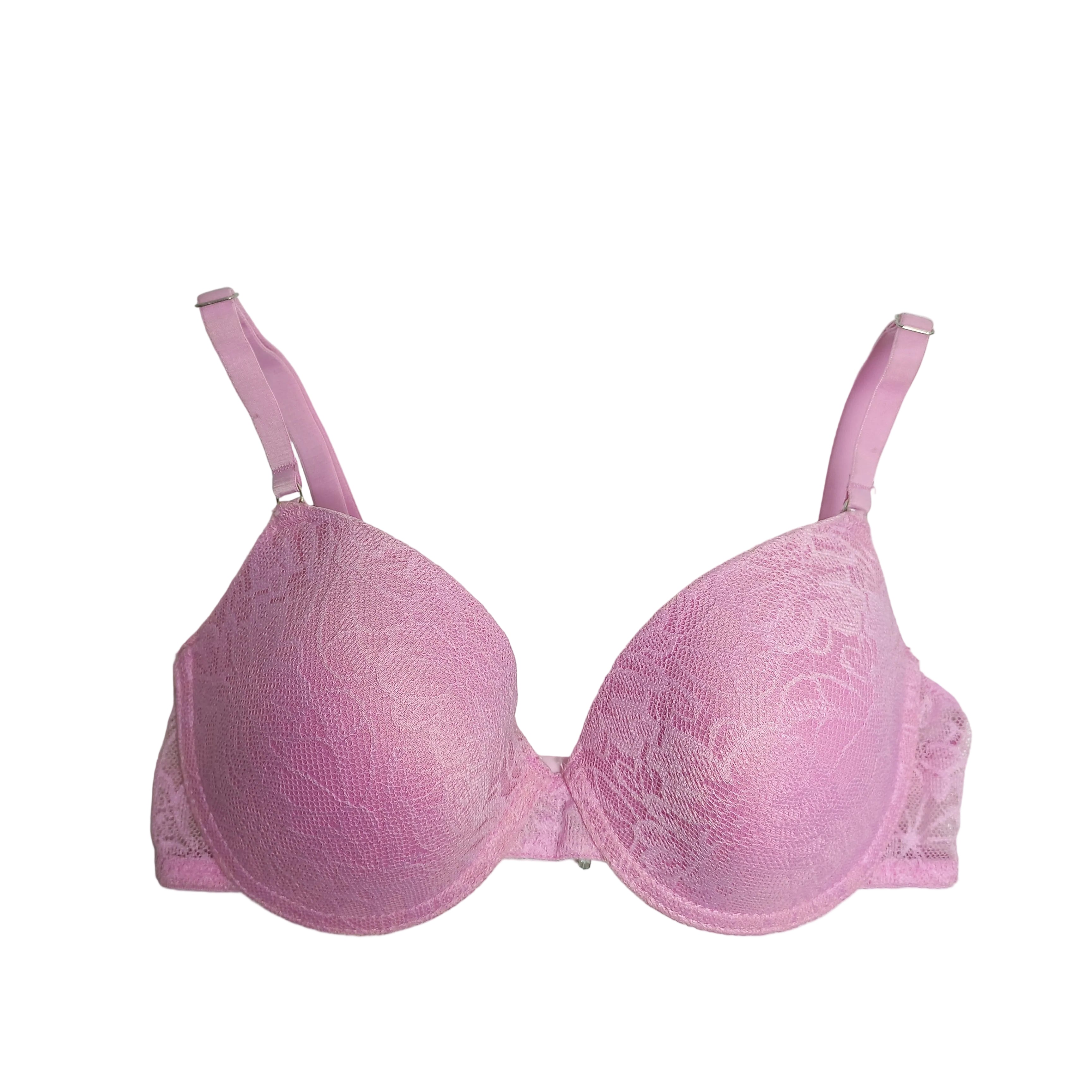 Primark T shirt bra in pink, smooth everyday support shown front view