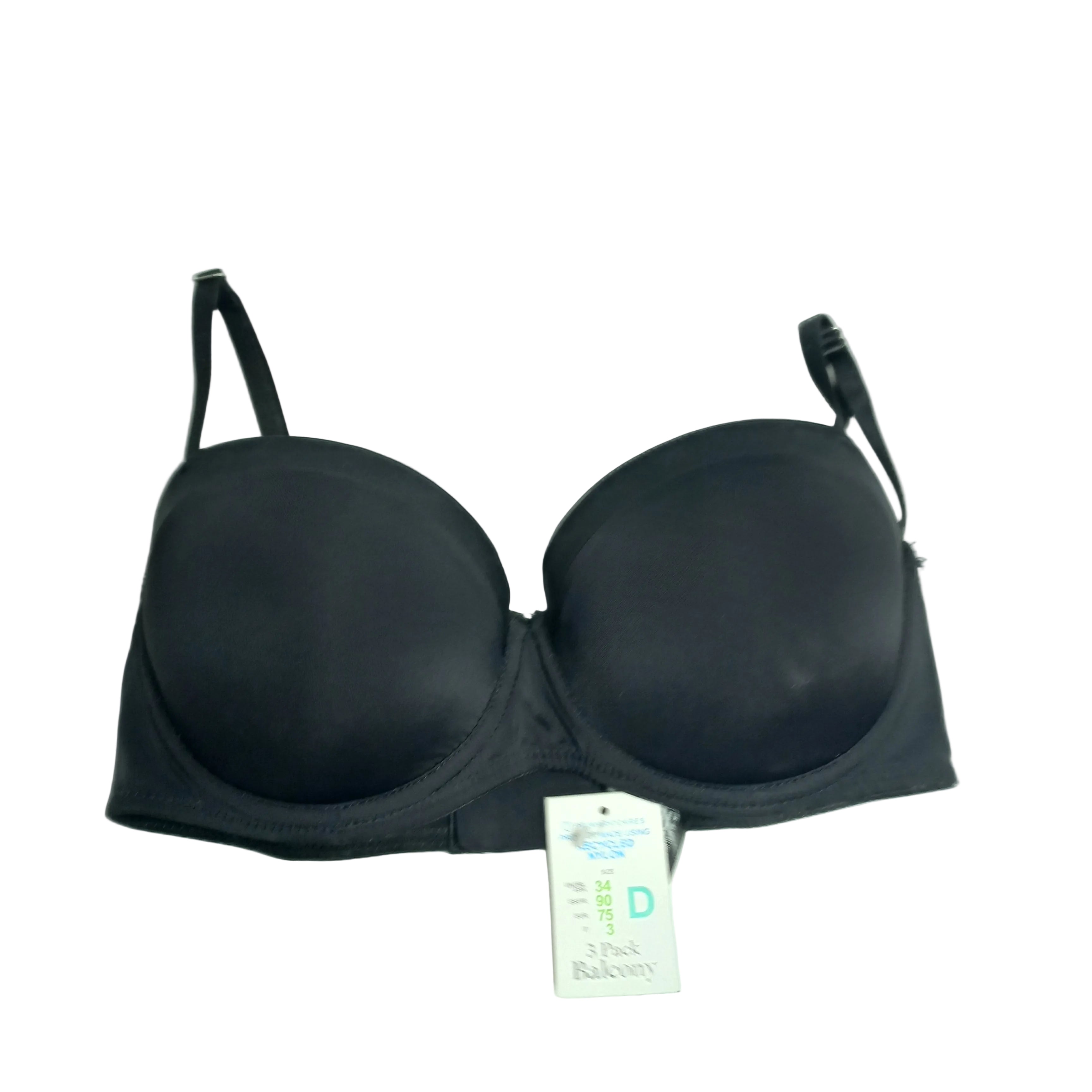 Primark balcony bra in black floral print, size 34D - MissClassy
