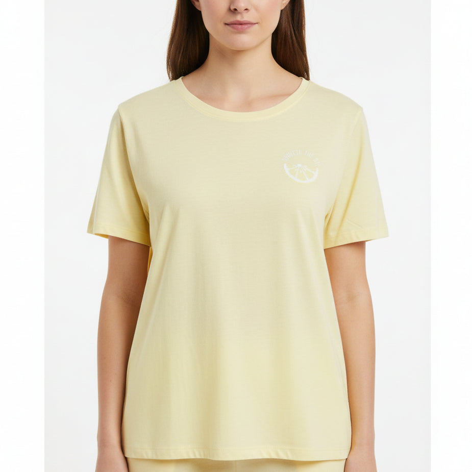 Primark ladies lounge shirt in yellow front view - MissClassy
