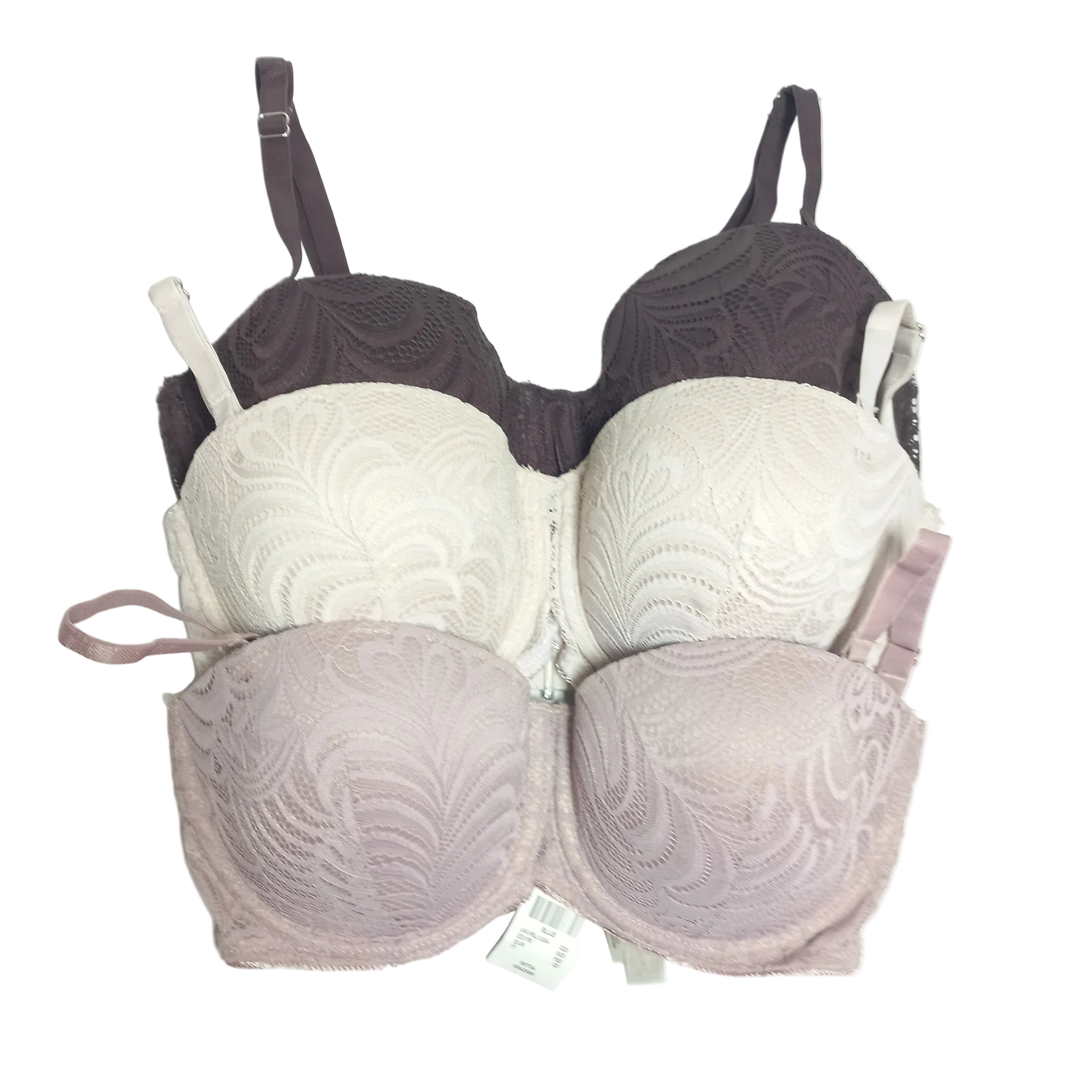 Primark pack of 3 balcony bras in tea pink, brown, and beige - MissClassy
