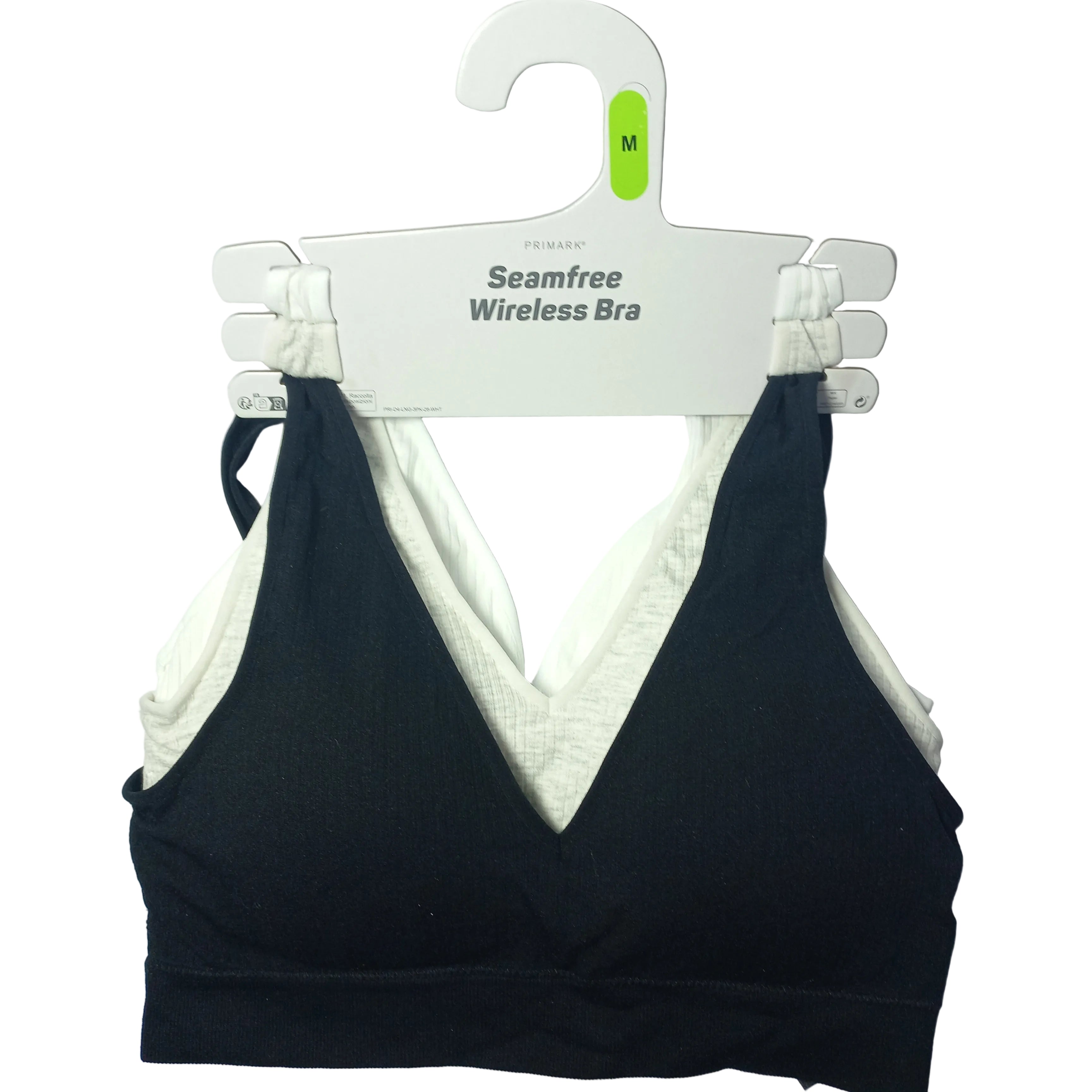 Primark pack of 3 cropped cami bralettes in black white off-white - MissClassy
