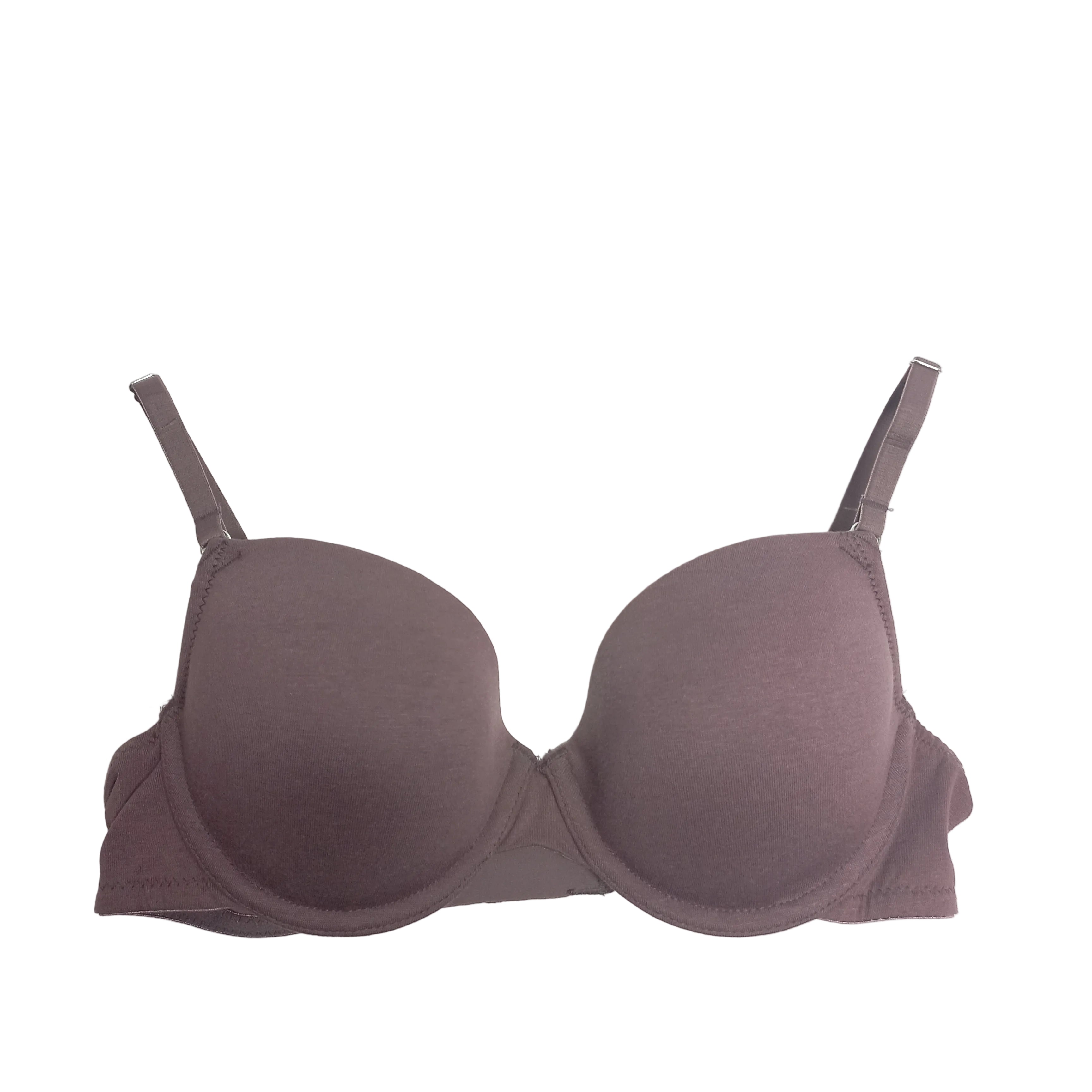Primark seamless t-shirt bra in brown, smooth all-day comfort shown front view
