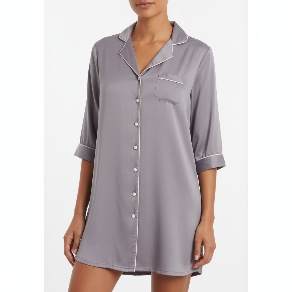 Primark silk lounge shirt for women front view - MissClassy
