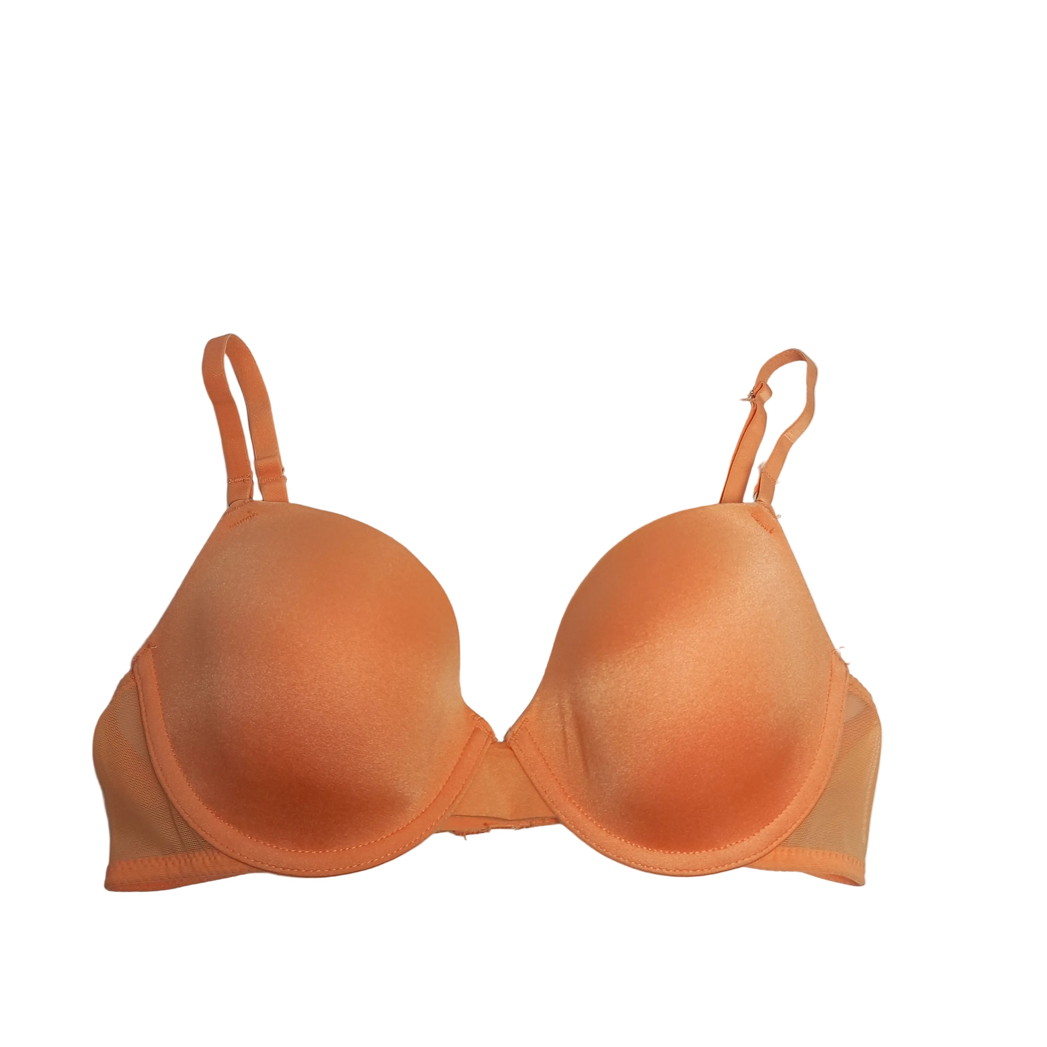 Primark single T shirt bra in orange, smooth comfort shown front view