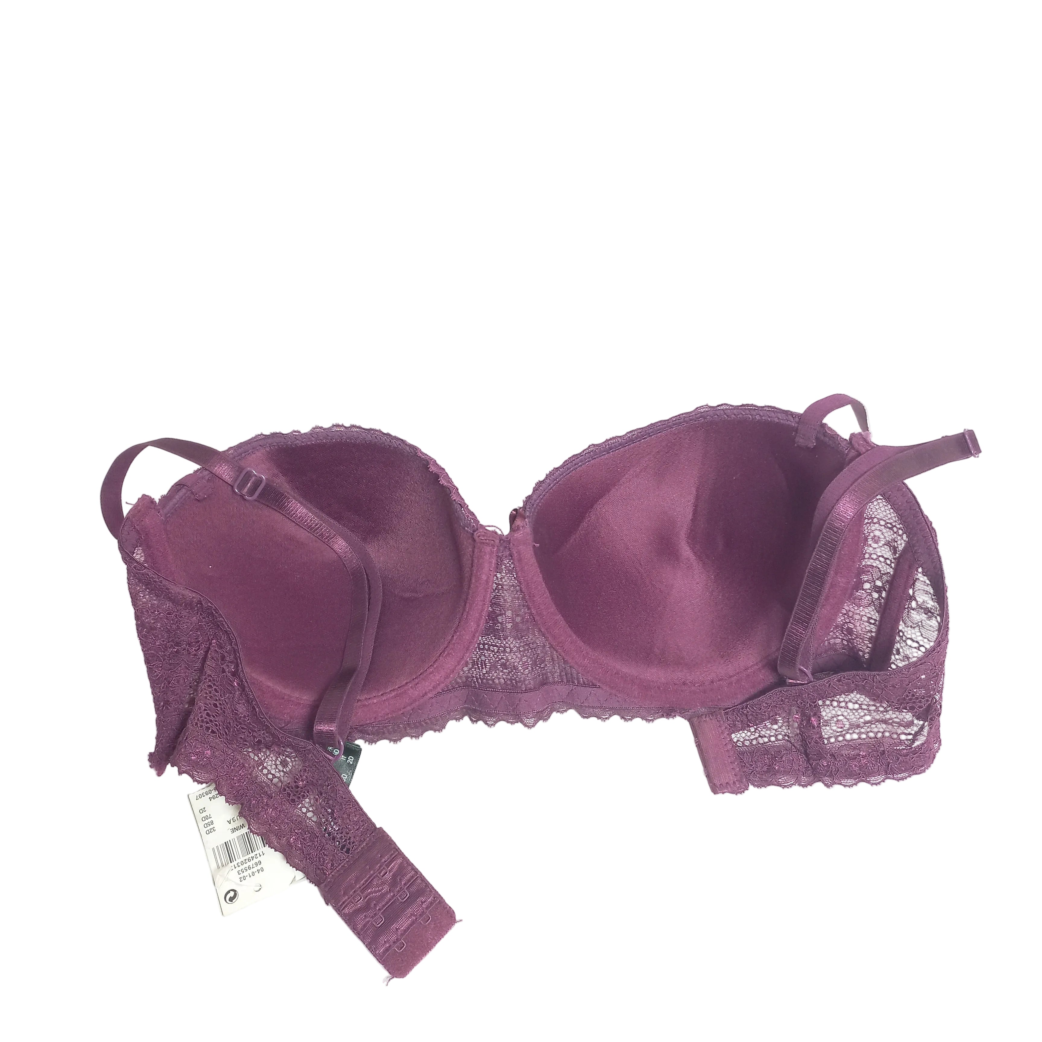 Purple multicolor floral print detail on balcony bra - MissClassy
