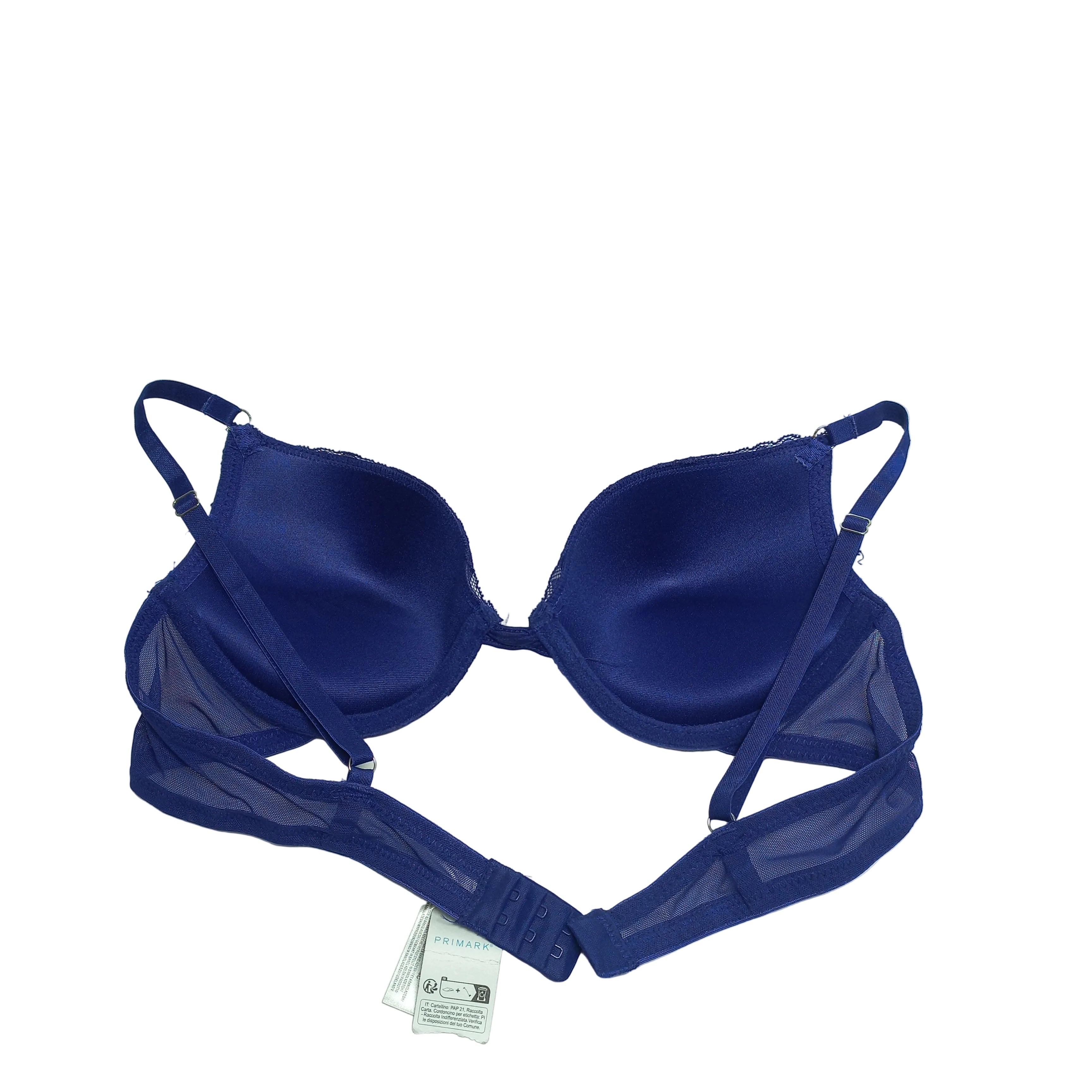 Underwire and double padded cup on blue floral bra - MissClassy
