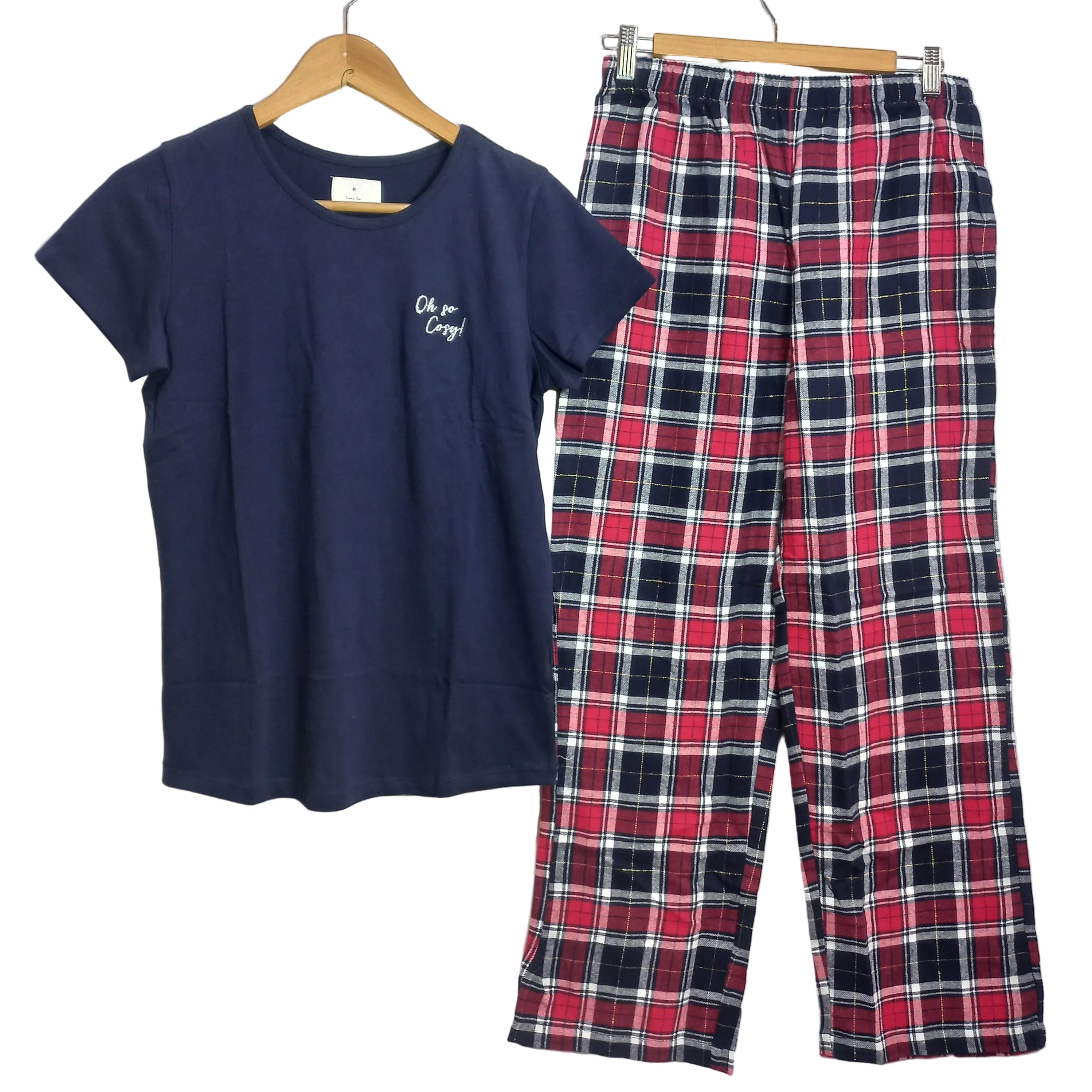 Women's pajama set shown side profile
