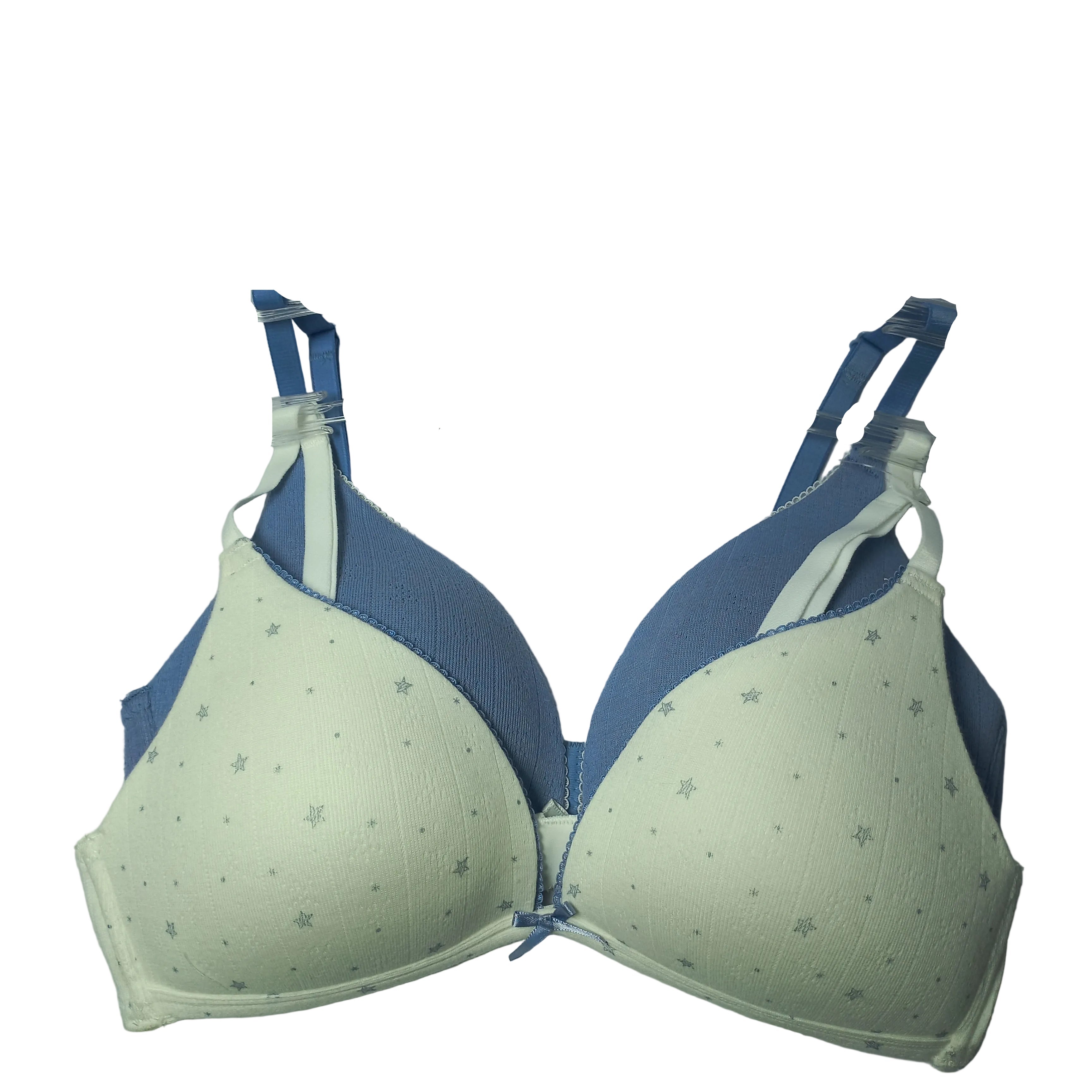 Nylon fabric detail on multicolor wireless bra pack - MissClassy
